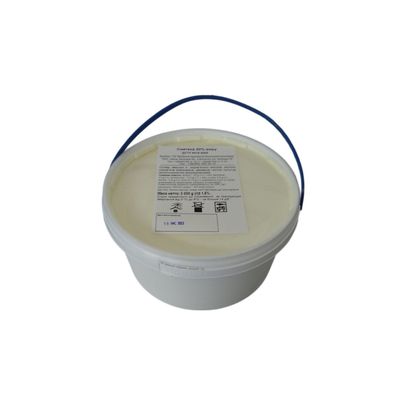 Сметана ВІЛЬНЯНСЬКИЙ МОЛОКОЗАВОД відро пластикове, 20%, 3кг